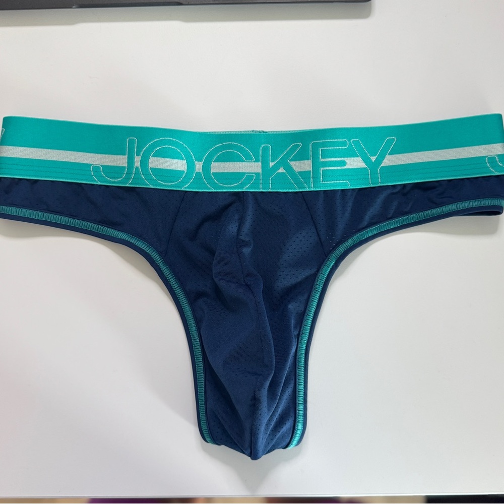 Jockey Navy and Aqua Thong